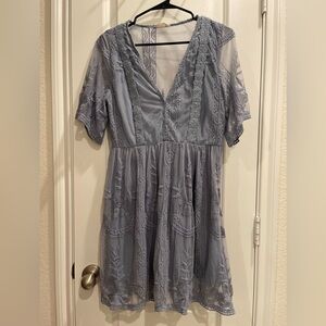 Promesa Blue Lace Floral Mini Dress Size large